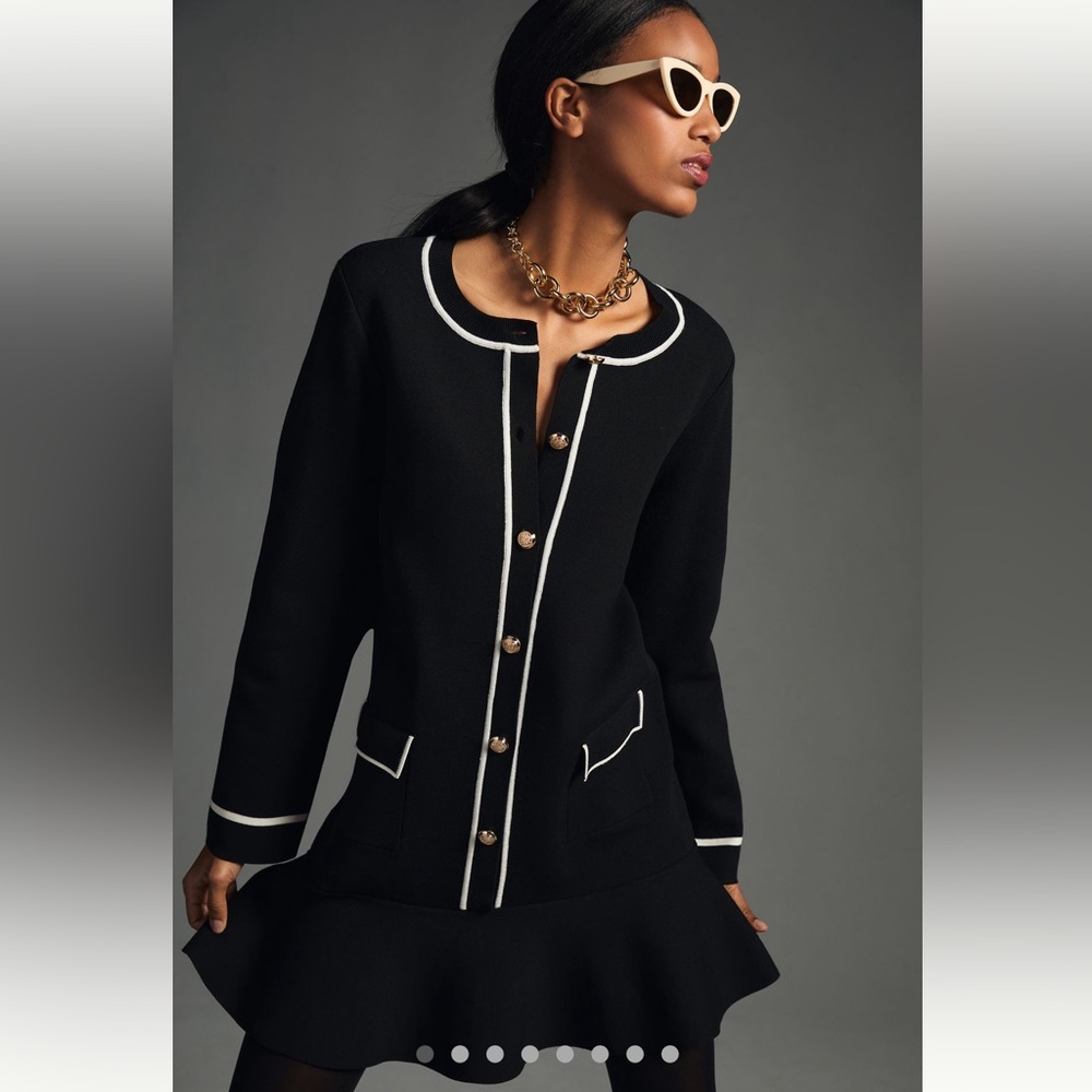 NWT $148 Anthropologie Endless Rose Sweater Dress Black Size Petite XL